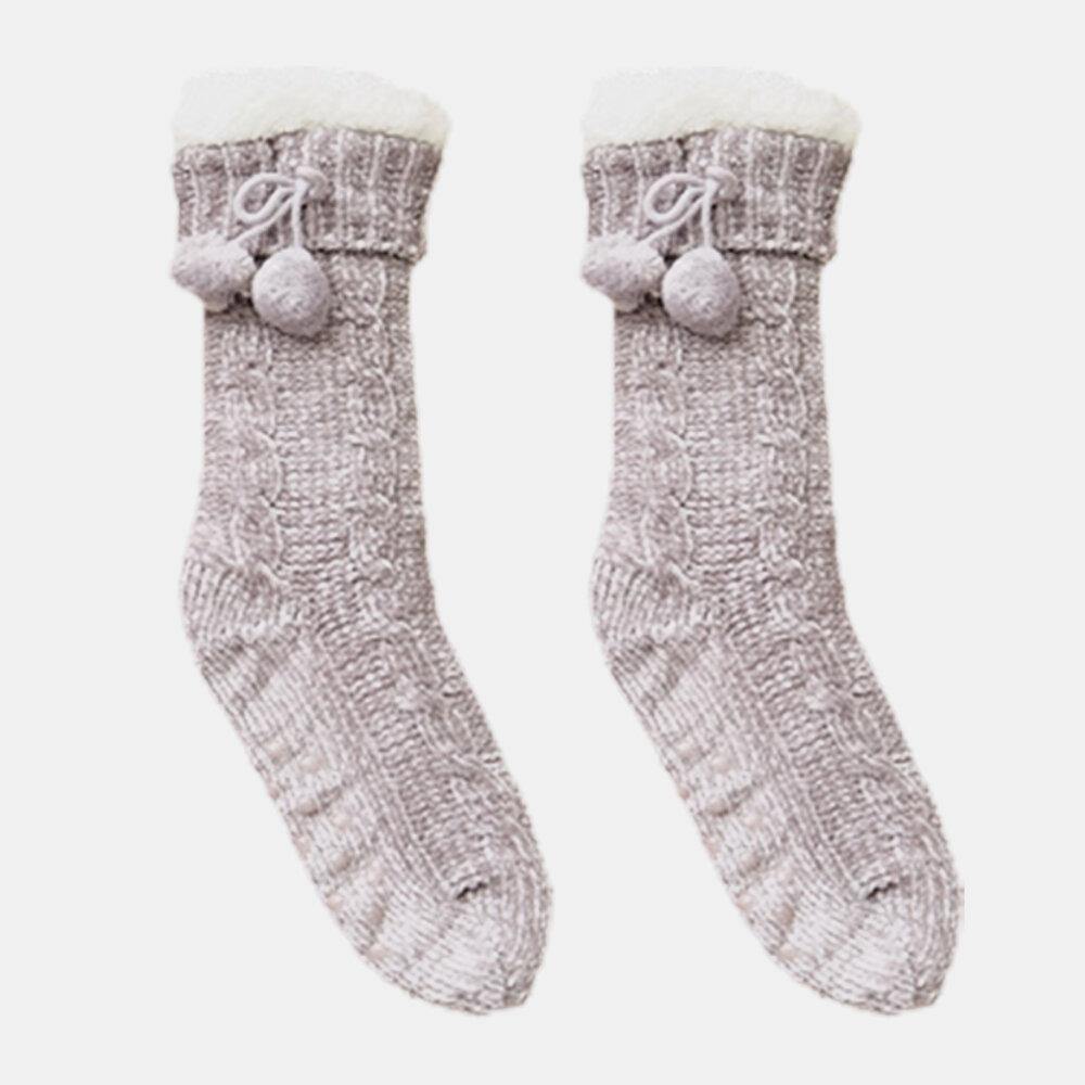 Women Warm Winter Outdoor Solid Color Plus Velvet Thicken Home Sleep Socks Tube Socks With Fluff - Trendha