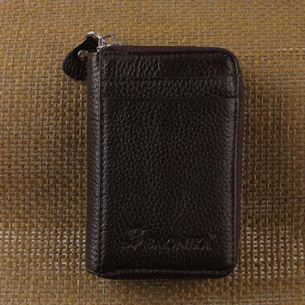 Genuine Leather Zipper 19 Card Holder Women Portable Short Purse Coin Bags - Trendha