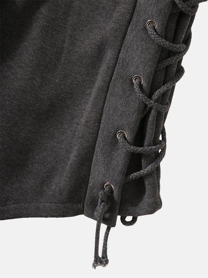 Mens Design Solid Color Side Bandage Zip-Up Long Sleeve Casual Cardigans - Trendha