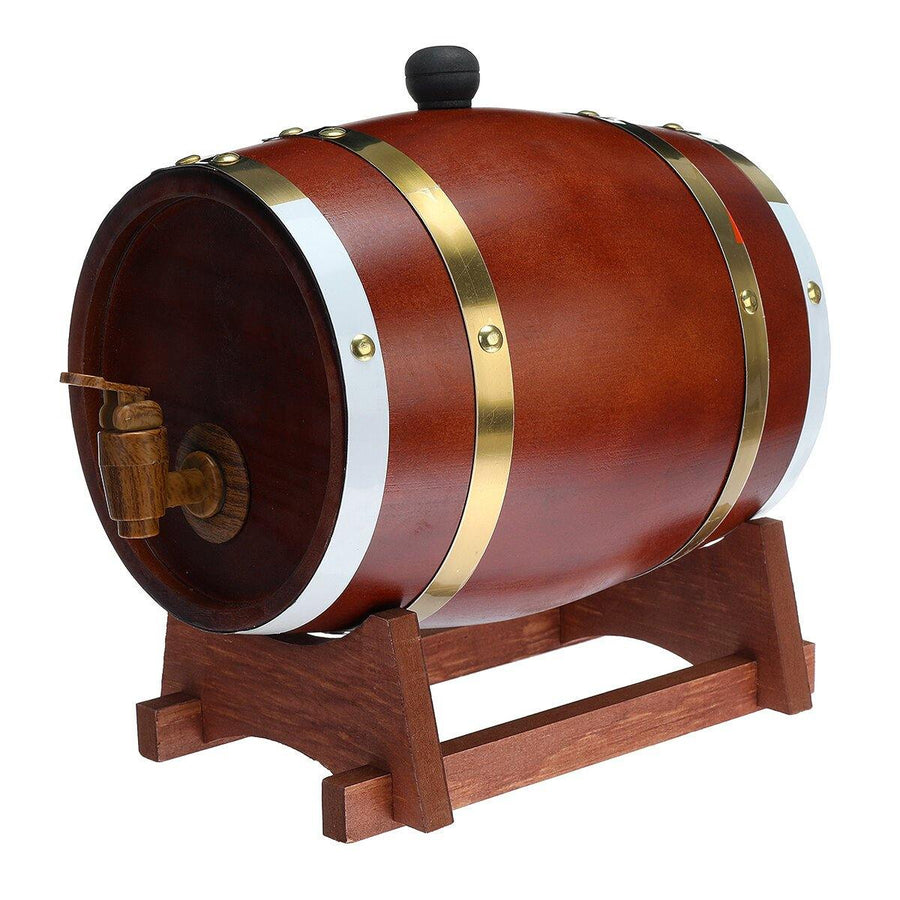 1.5/3L Wood Barrel Oak Brewing Vintage Keg Wines Whiskey Home Storage Holder - Trendha