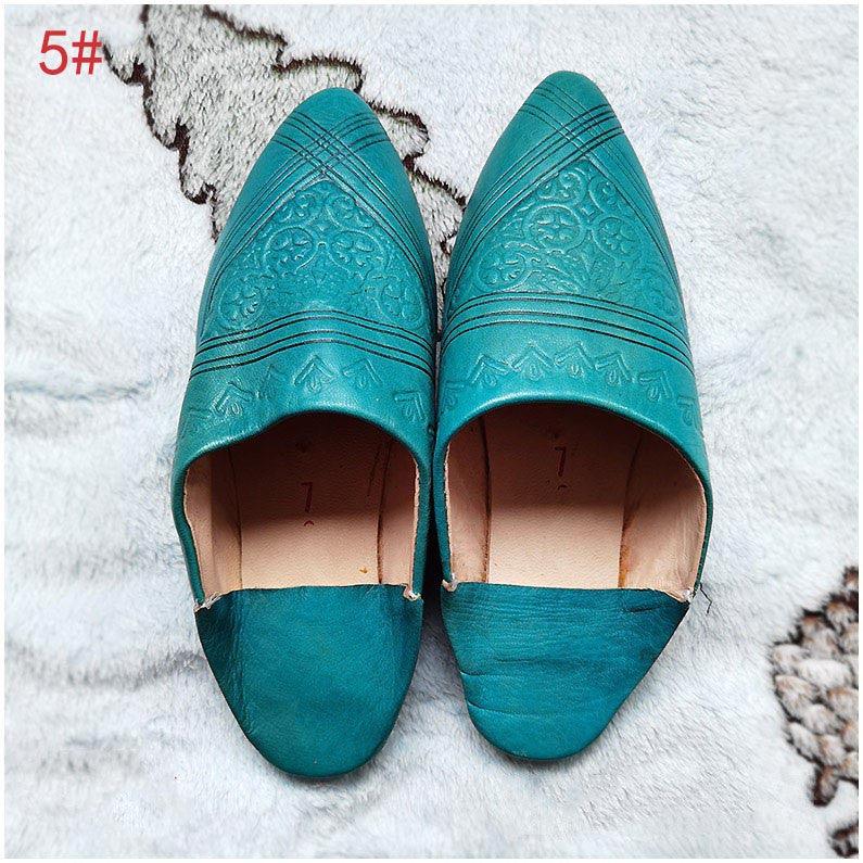 Leather Pointed Toe Mules Slippers Home Shoes Prayer - Trendha