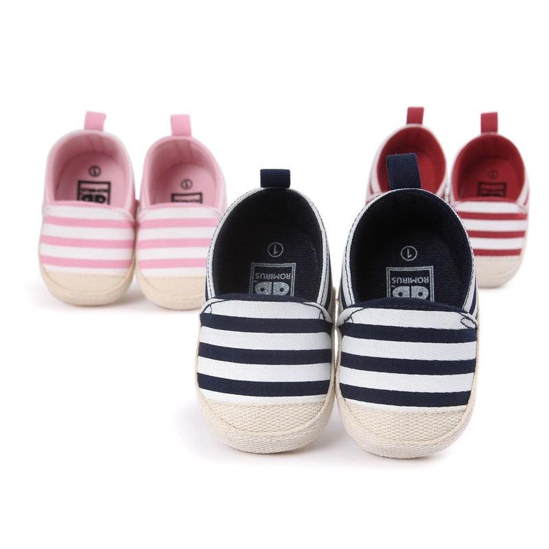 Soft Baby's Striped Cotton Moccasins - Trendha