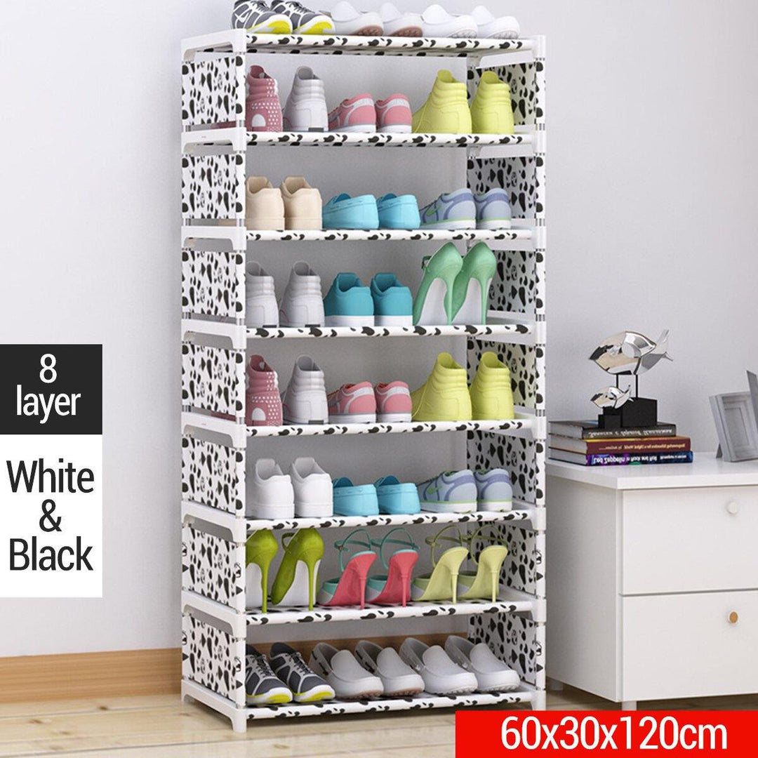 8-Layer DIY Shoe Rack Thick Non-woven Fabric Stainless steel Shoe Storage Home - Trendha