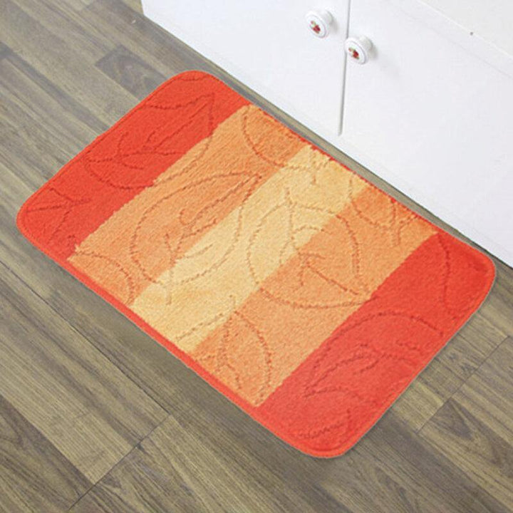 Polypropylene Bathroom Bedroom Floor Carpet Leaves And Stripe Pattern Non-Slip Living Room Kitchen Mat - Trendha