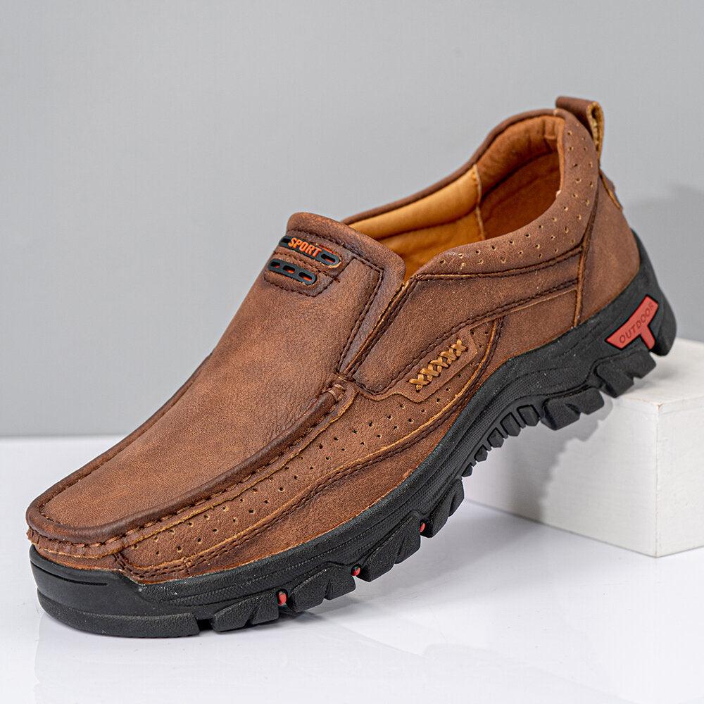 Men Comfy Slip On Loafers Slip Resistant Soft Casual Business Walking Leather Shoes - Trendha