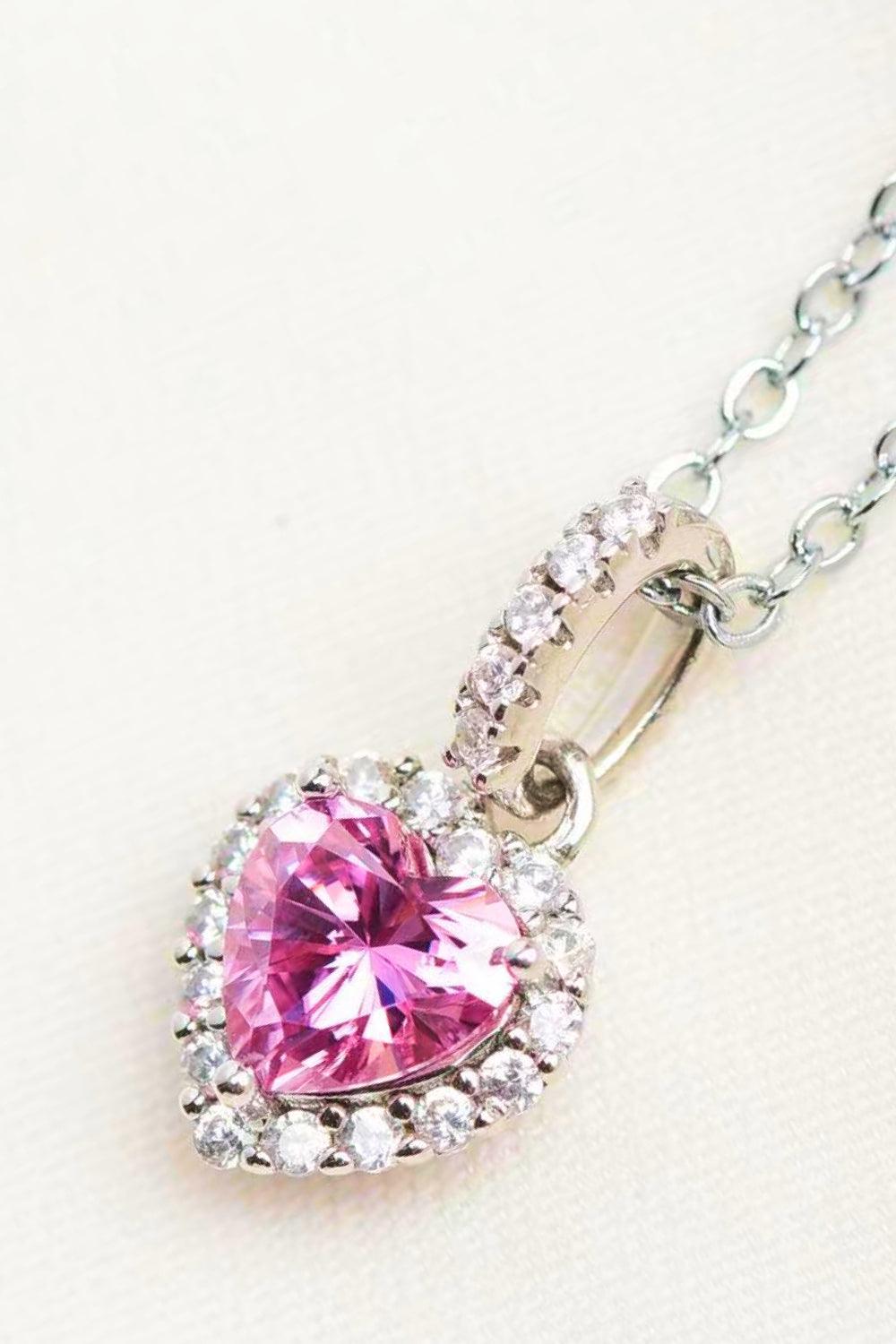 1 Carat Moissanite Heart Pendant Necklace - Trendha