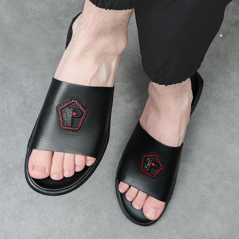Flip-flops For Outer Wear Non-slip Wear-resistant Leather Slippers - Trendha