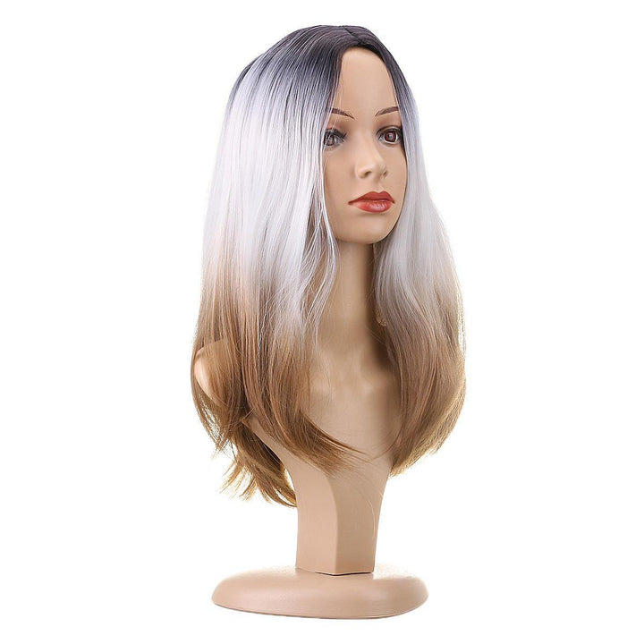 hair 26" 270g Long Synthetic Hair Wig Adjustable Ombre Grey Body Wavy Hair Wigs For Women Cosplay Heat Resistant 1PC - Trendha