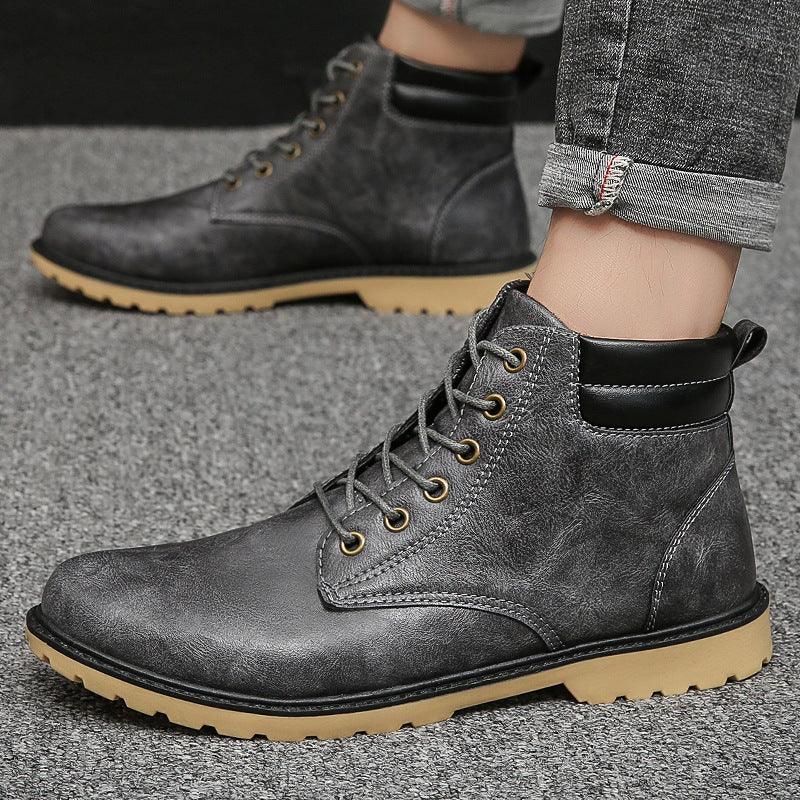 Outdoor High-top Two-cotton Tooling Leather Boots - Trendha