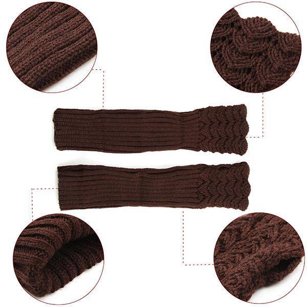 Women Female Crochet Knitting Fingerless Long Arm Warmer Gloves - Trendha