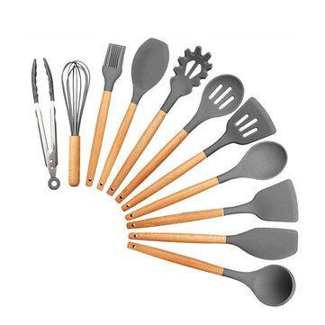 11Pcs Edible Silicone Non-stick Kitchen Utensils Set Cooking Spatula Gadget Tool - Trendha