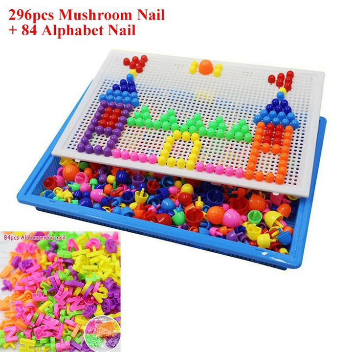 296/592Pcs Mix Color Mushroom Nails with Alphanumeric Nails Puzzle Peg Board Set Early Learning Educational Toys for Kids Gift - Trendha