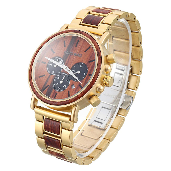 BOBO BIRD Luxury Wooden Wristwatches Date Display Fashion Men Quartz Watch - Trendha