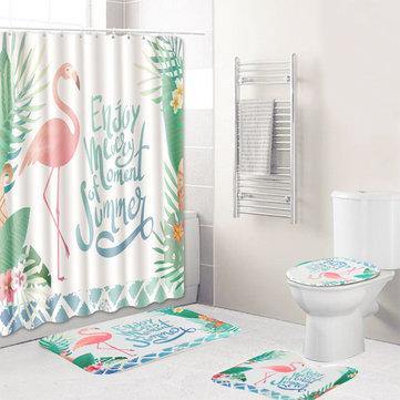 3 PCS Bathroom Carpet Set Toilet Cover 3D Shower Curtain Sets Polyester Fabric - Trendha