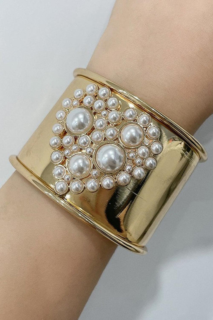 Heart Pearl Open Bracelet - Trendha
