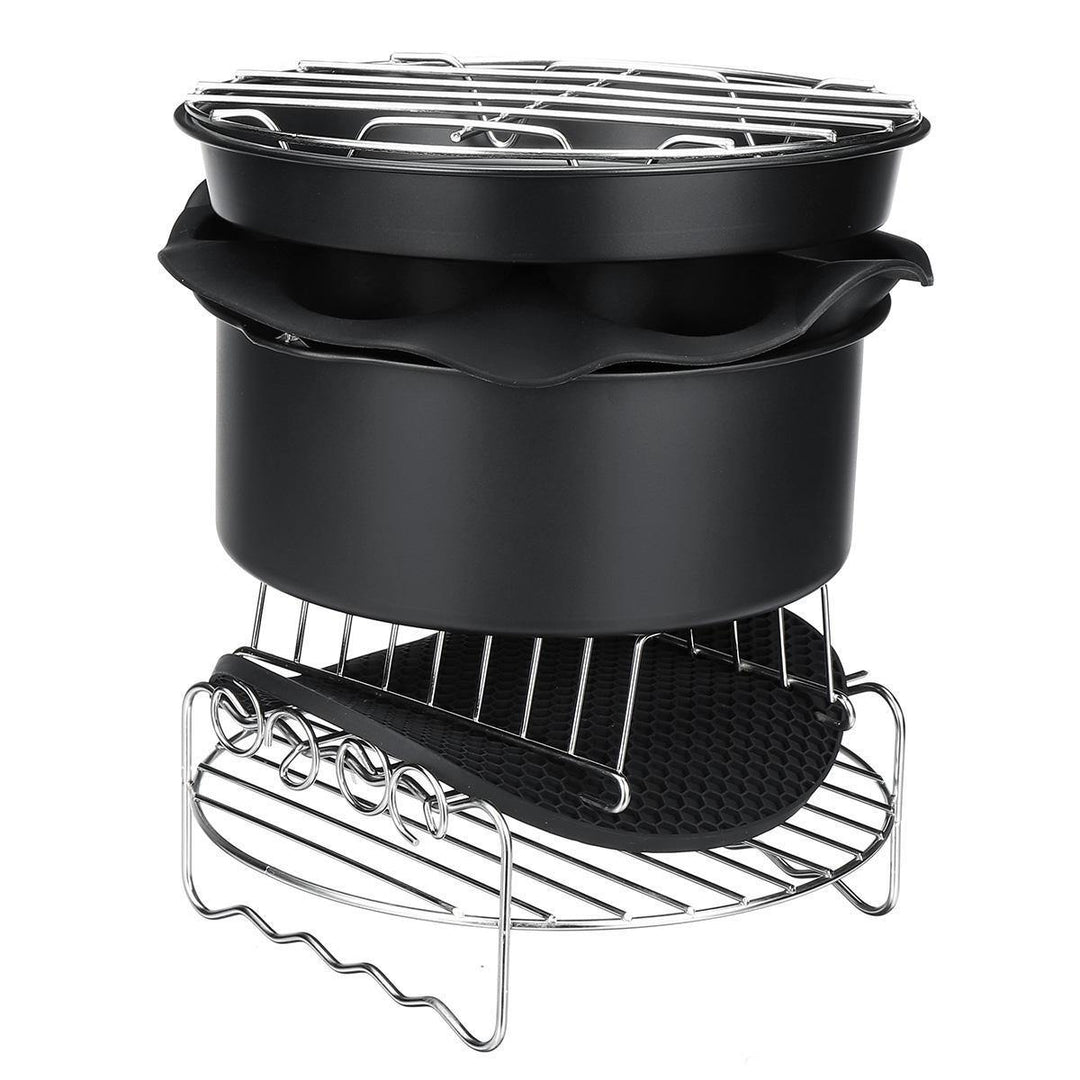 8Pcs 8 Inch Air Fryer Accessories Set Chips Dish Baking Pizza Pan Kitchen Toolss 5.2~5.8QT - Trendha