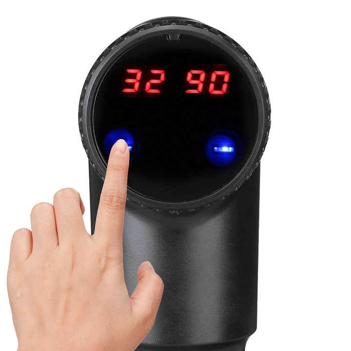 32 Gear LCD Touch Percussion Massager Quiet Electric Massager Deep Tissue Massager for Muscle Tension Relief With 4 Massage Head - Trendha