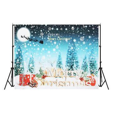 5x7FT Merry Christmas Snow Gift Photography Backdrop Background Studio Prop - Trendha