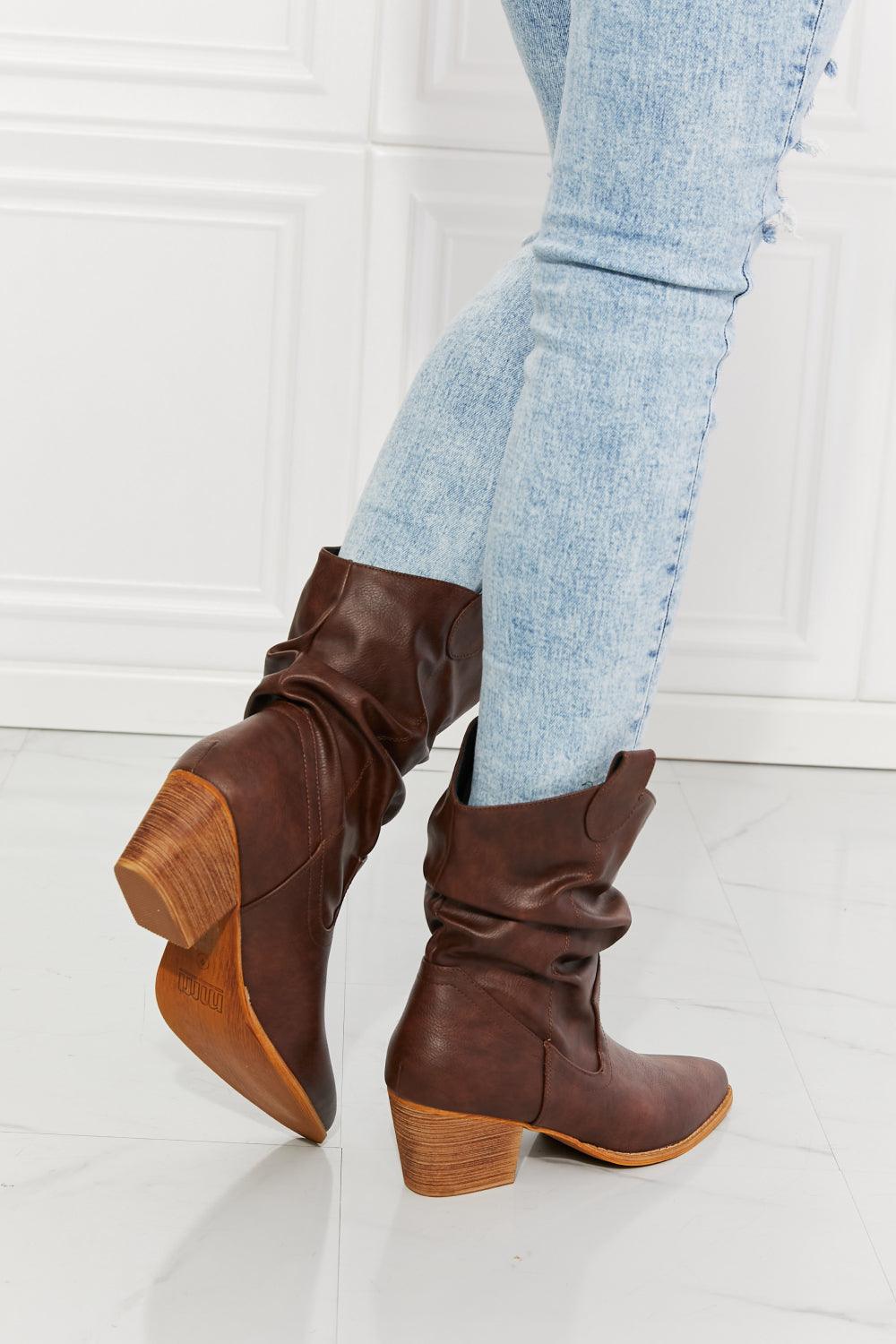 MMShoes Better in Texas Scrunch Cowboy Boots in Brown - Trendha