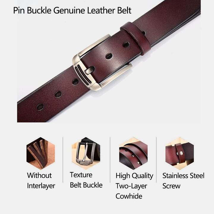 Men Genuine Leather 105/110/115/120/125/130cm Retro Wild Pin Buckle Jeans Suits Cowhide Belt - Trendha