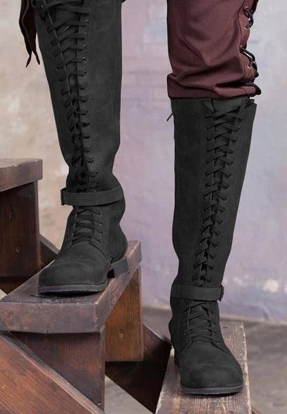 High-top Lace-up Low-heel Women's Boots - Trendha