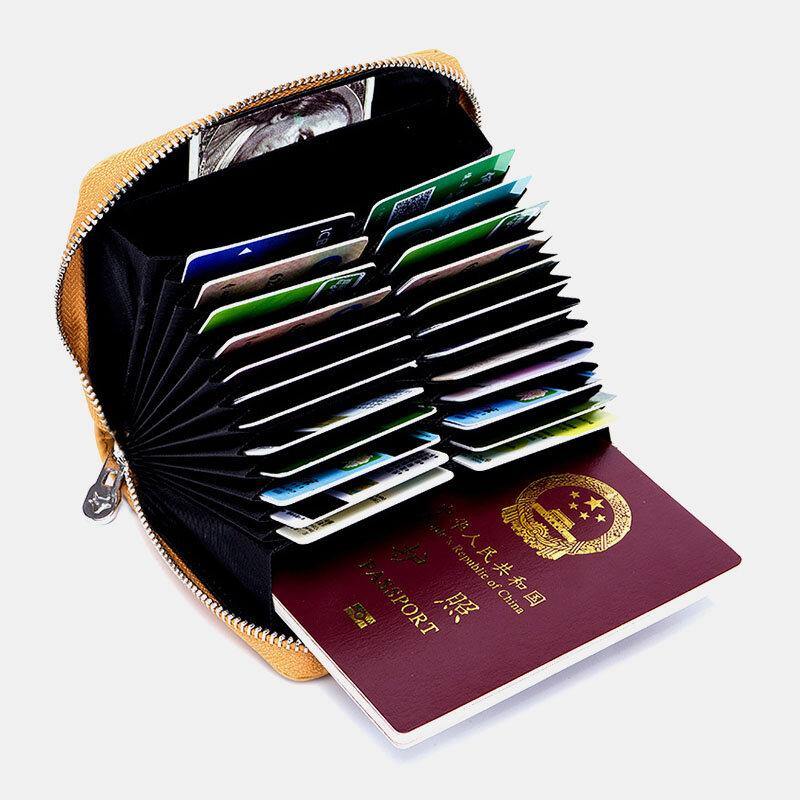 Women Genuine Leather RFID Anti-theft Organ Design Milti-card Slot Card Bag Card Holder Wallet - Trendha