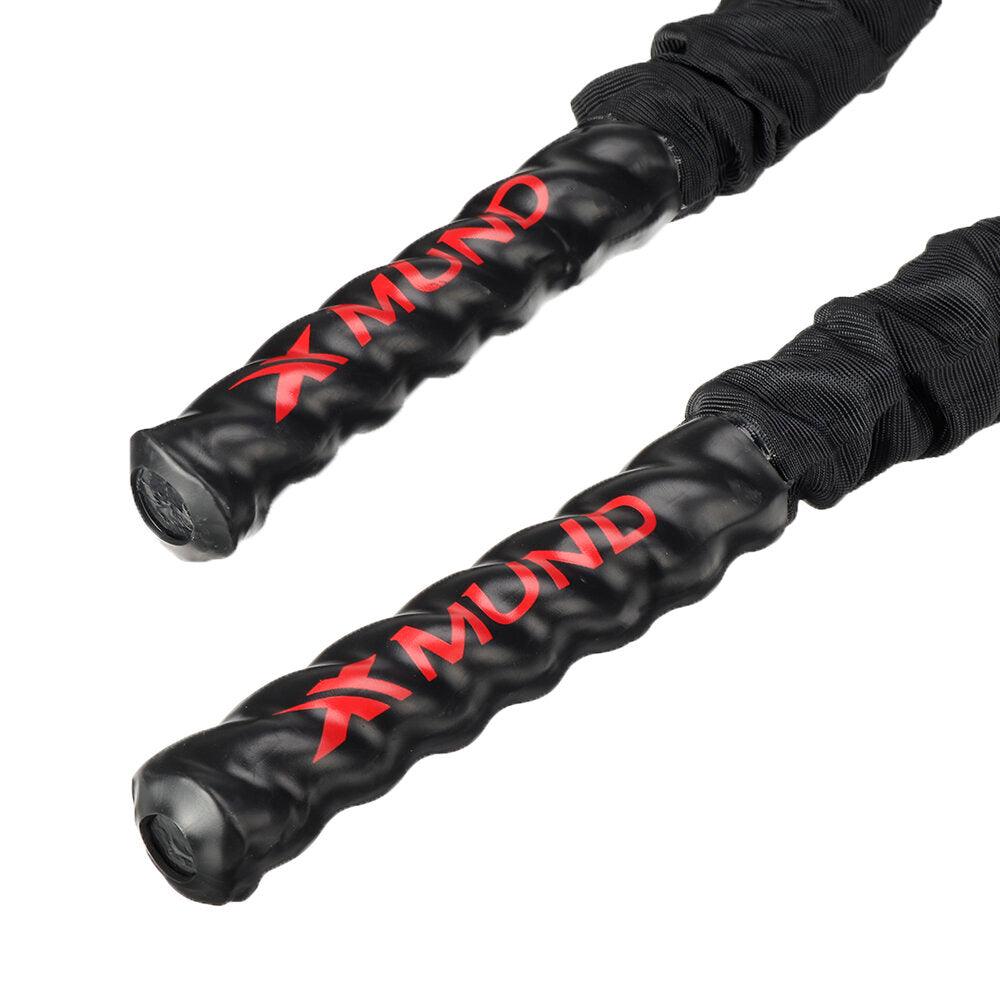 XMUND XD-BR1 Battle Rope Exercise Training Rope 30ft Length Workout Rope Fitness Strength Training Home Gym Outdoor Cardio Workout, Anchor Kit Included - Trendha