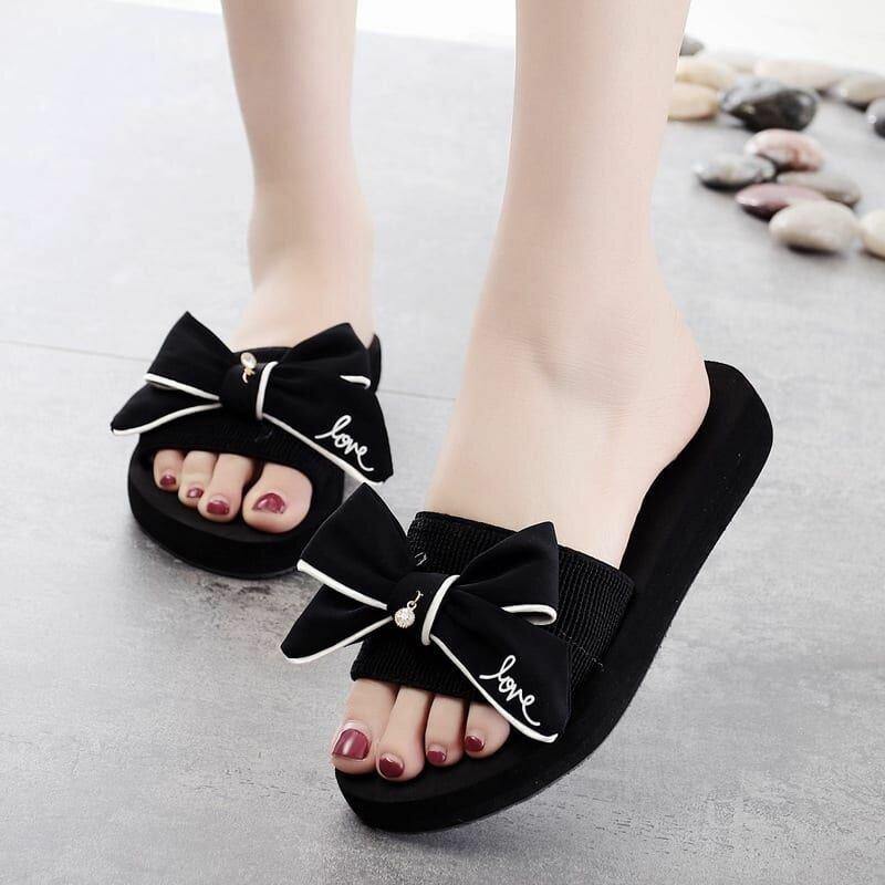 Women Bow-Knot Casual Summer Beach Slippers - Trendha
