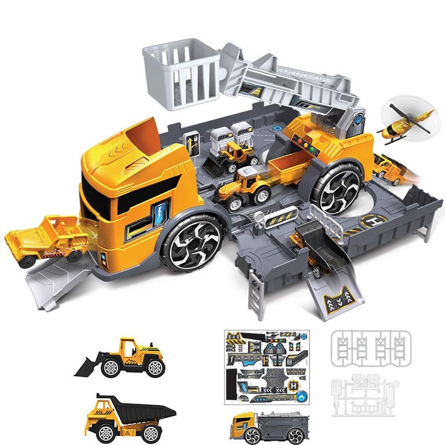 Children Simulation Diecast Engineering Vehicle Model Set Deformation Storage Parking Lot Educational Toys - Trendha