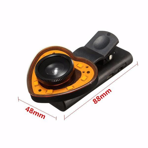 Universal Fisheye Wide Angle Macro Lens Selfie LED Flash Fill Light Clip With 3 Filters for Phone - Trendha