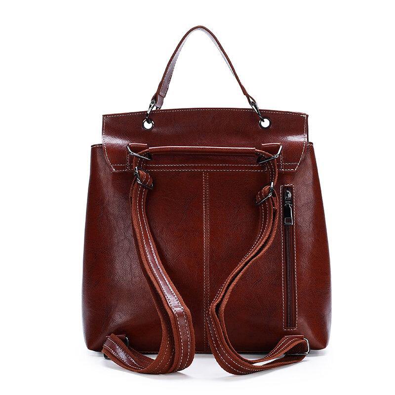 Women PU Leather Solid Double Straps Fashion Backpack - Trendha