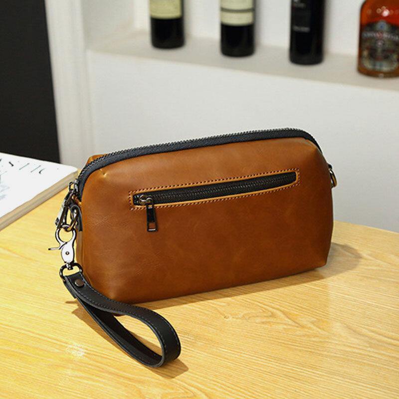 Men PU Leather Solid Color Anti-Theft Casual Phone Bag Crossbody Bag Shoulder Bag - Trendha