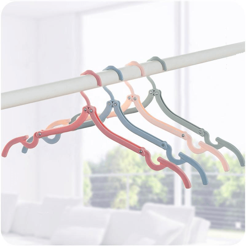 Folding Travel Hanger Portable Travel Clothes Brace Household Windproof Clothes Hanger Non-slip Clothes Hanger Plastic Cloth Hanger - Trendha