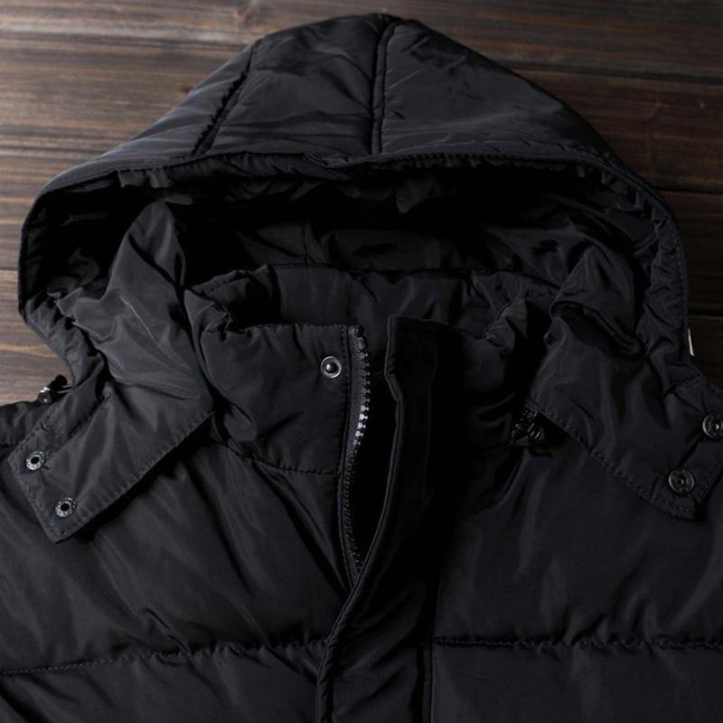 Mens Winter Outdoor Windproof Warm Solid Color Hooded Long Padded Jacket Parka Outerwear - Trendha