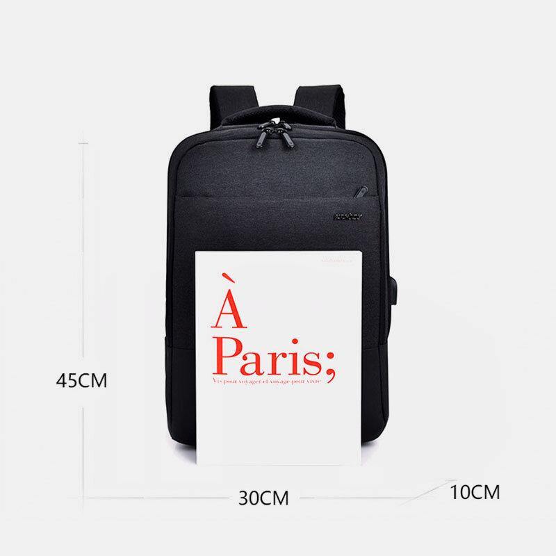Men Nylon USB Charging Casual Large Capacity 15.6 Inch Laptop Bag Travel Backpack - Trendha