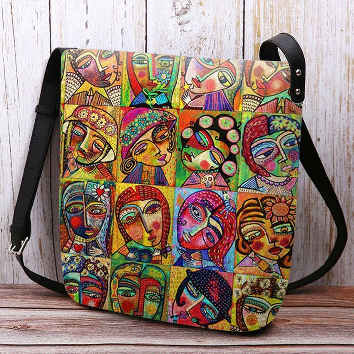 Women Felt Multicolor Cartoon Figure Print Crossbody Bag Shoulder Bag - Trendha