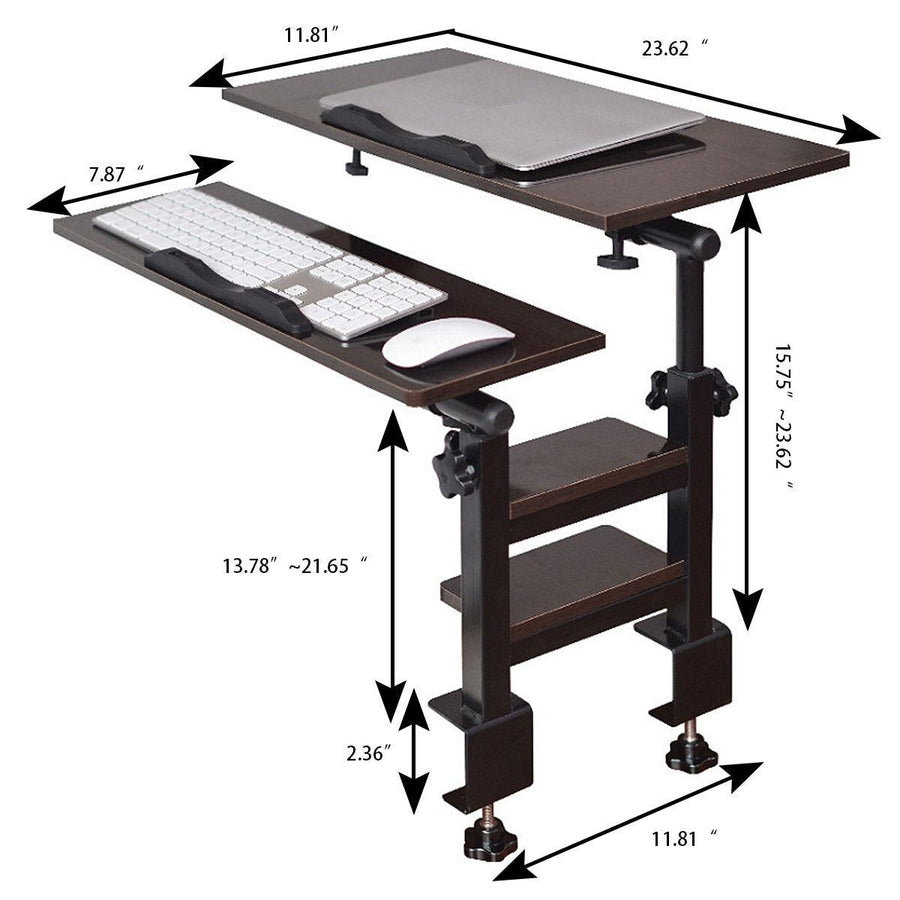 k2 Height Adjustable Double-Layer Workstation Study Table Macbook Desk TV Bed Desktop Holder - Trendha