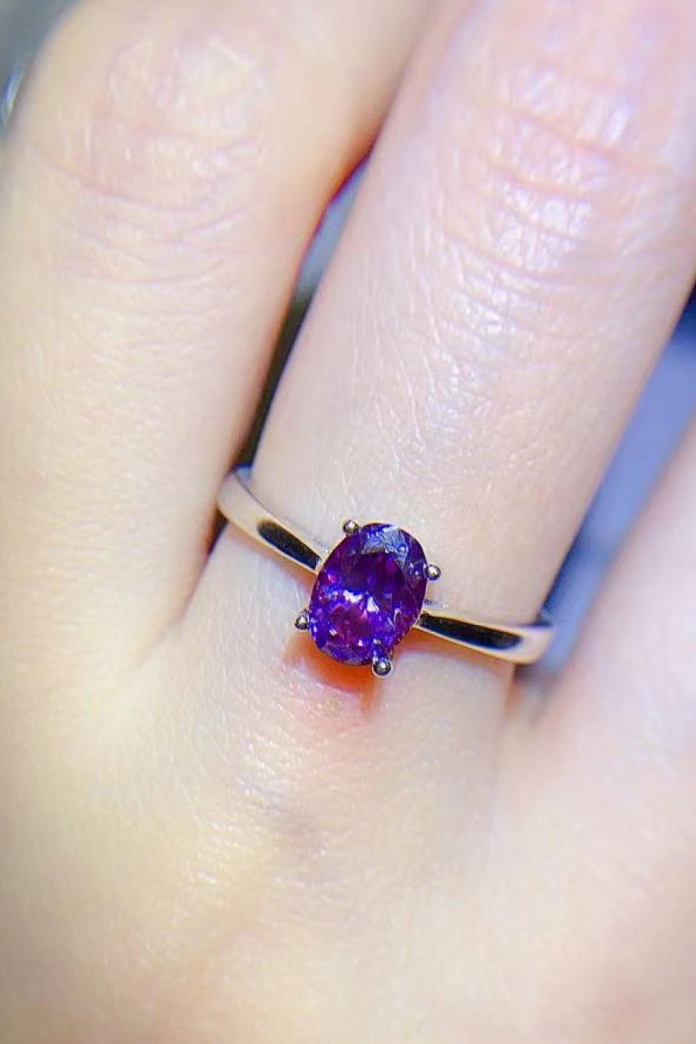 1 Carat Moissanite 4-Prong Solitaire Ring - Trendha