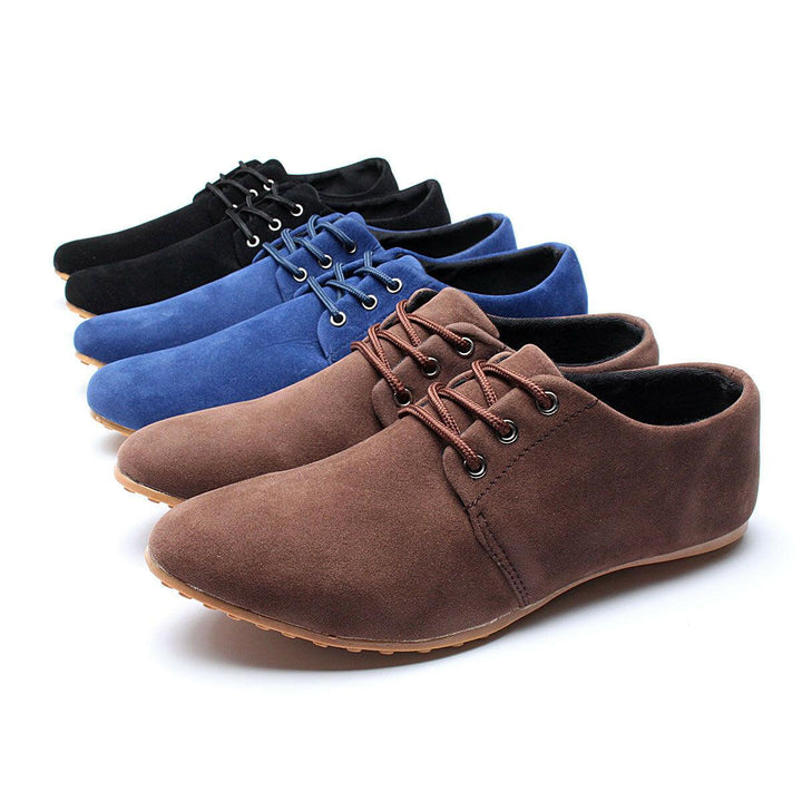 Men Suede Solid Color Lace Up Business Casual Flats - Trendha