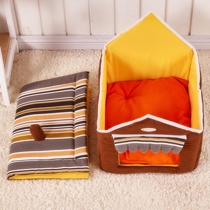 Dog's Cosy House Bed with Mat - Trendha