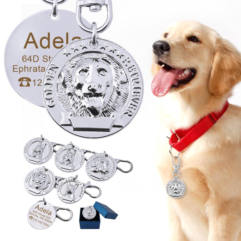 Dog's Custom Engraving Design Silver ID Tag - Trendha