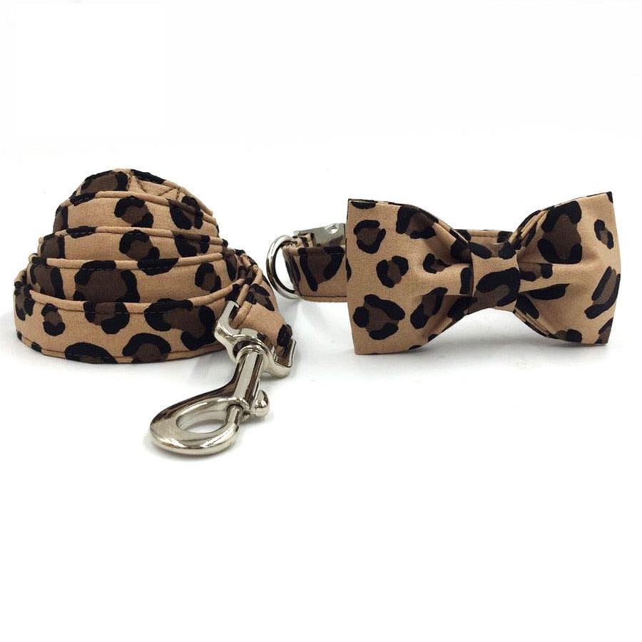 Dog's Leopard Patterned Collar and Leash Set - Trendha