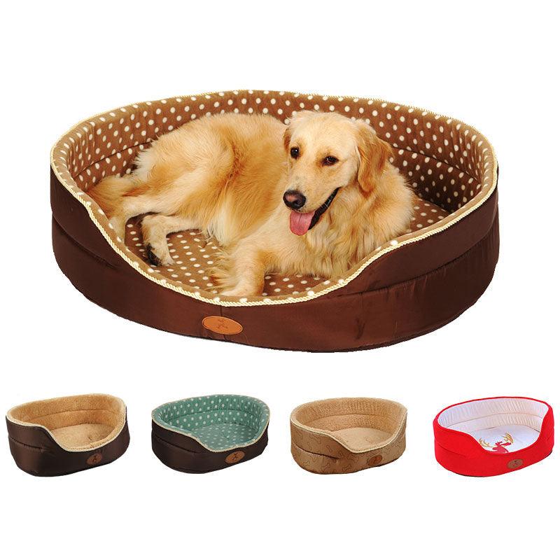 Dog's Soft Plush Bed with Polka Dot Pattern - Trendha