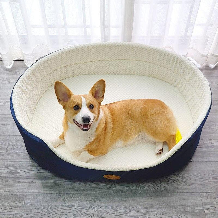 Dog's Soft Plush Bed with Polka Dot Pattern - Trendha