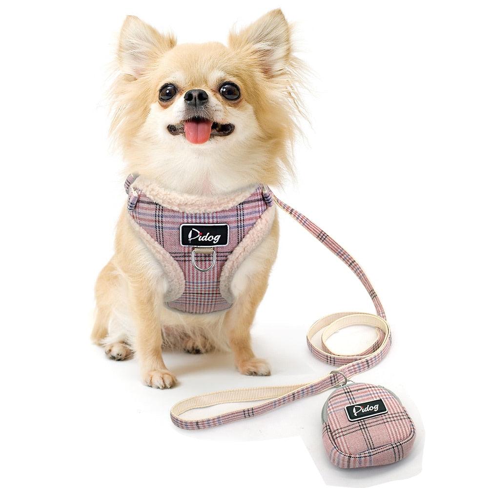 Dog Warm Plaid Vest with Leash - Trendha