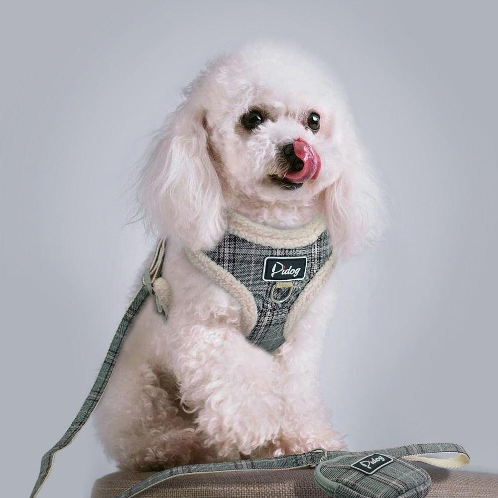 Dog Warm Plaid Vest with Leash - Trendha
