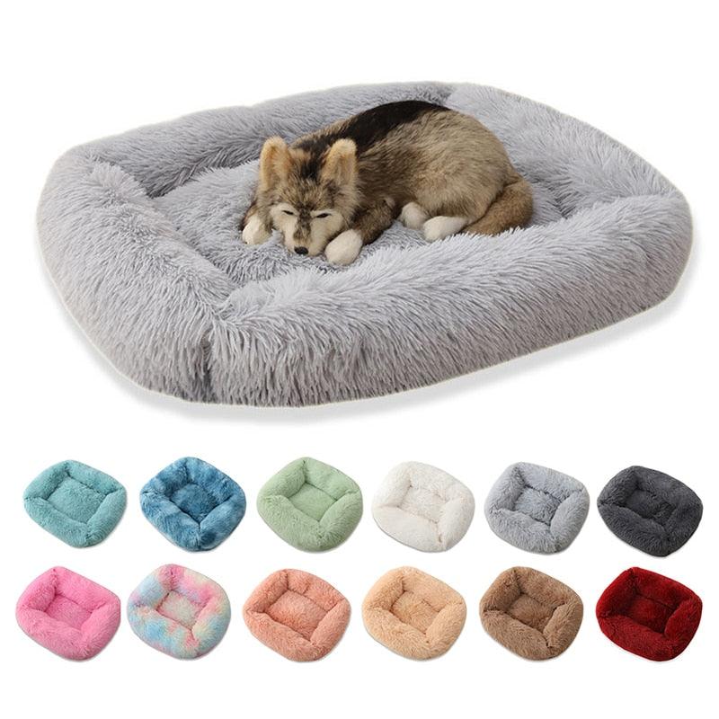 Dogs Long Plush Solid Bed - Trendha