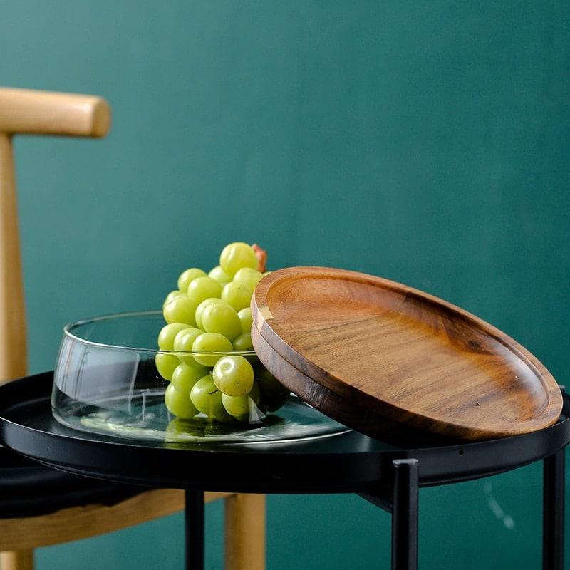 Double Layer Storage Can with Wooden Lid - Trendha