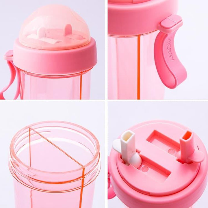 Dual-Use Water Bottle with Straws - Trendha