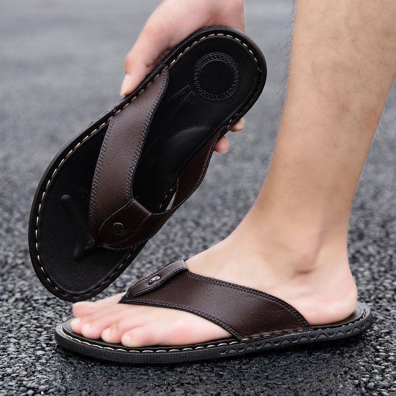 Men's Sandals Couple Leather Net Red Casual Slippers - Trendha